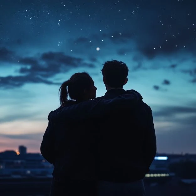 coppia-innamorata-osserva-stella-luminosa